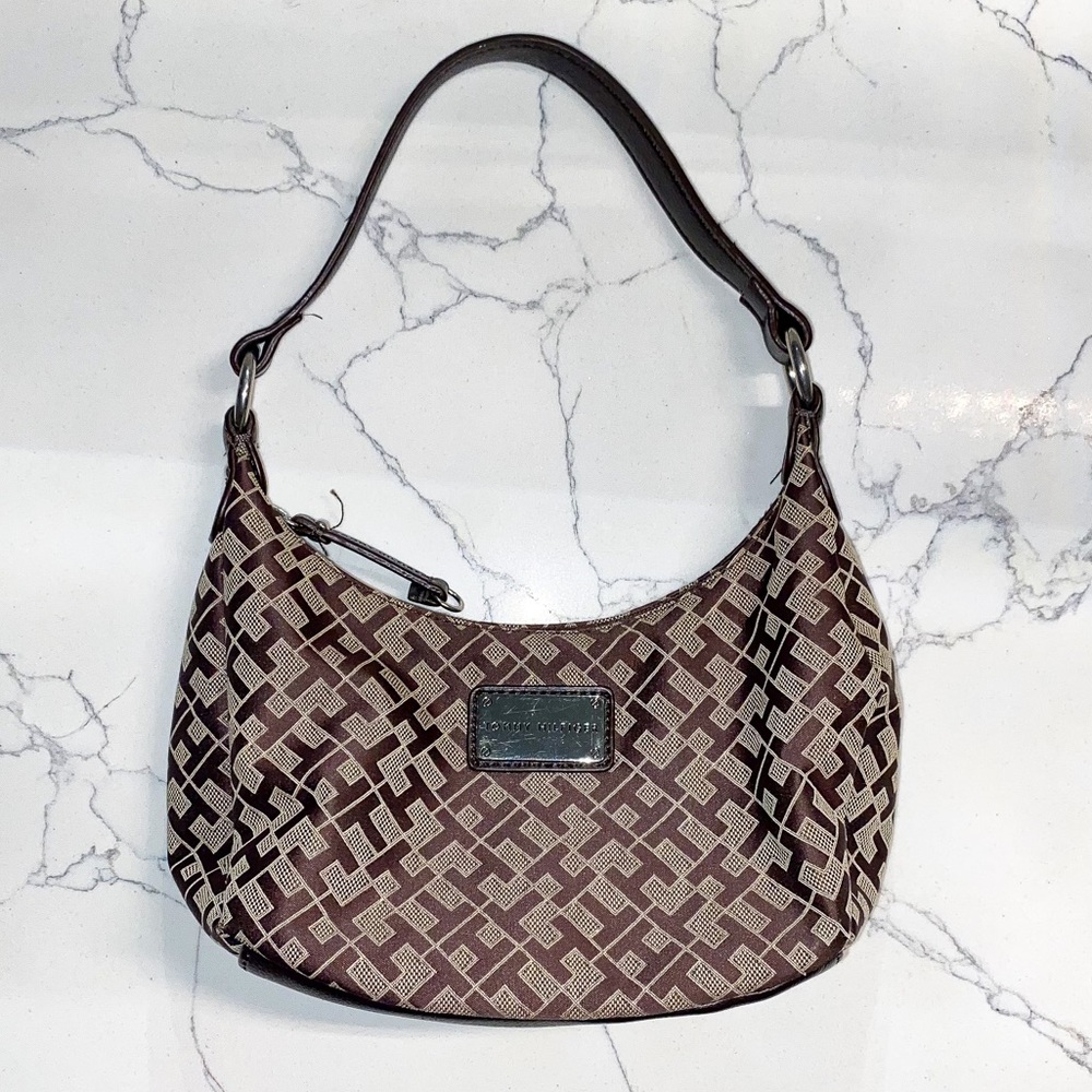 Tommy Hilfiger Brown and Tan Shoulder Bag